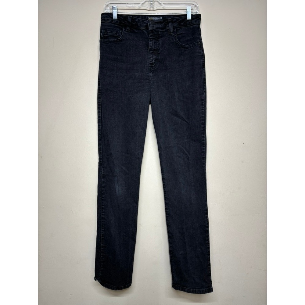 Lee Relaxed Fit Straight‎ Leg Jeans Womens 8 Long High Rise Dark Wash